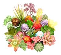 Jutom Lot de 32 Mini Plantes succulentes artificielles sans Pot - Plantes succulentes artificielles colorées - Petits Cactus pour Jardin, Cuisine, décoration d'intérieur (Style Classique)