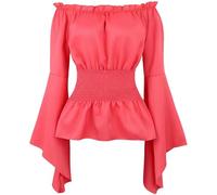 Jutrisujo Chemisier Blouse Femme De l'épaule Costume Medieval Renaissance Rétro Victorien Épaule Dénudée Élégante Sexy Top Gothic Gris M