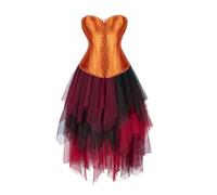 Jutrisujo Corset Bustier Robe Plus taille Femme Bustier ic Jupe Multi Tulle Costume Halloween Burlesque Outfits Female Orange L