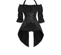 Jutrisujo Corset Bustiers Long Top und Chemisier 2 pièces Punk Rave Fête Costume burlesque sexy Noir 3XL