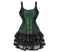 Jutrisujo Corset Femme Bustier Jupe Robe Dress Sexy Dentelle Bretelles Fermeture éclai Floral Guêpière Lingerie Grande Taille Vintage Vert 5XL