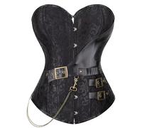 Jutrisujo corset steampunk femme cuir pirate bustier sexy lingerie gothique vintage corsets medieval victorien deguisement Noir L