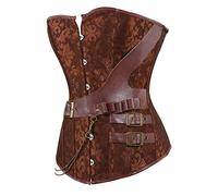Jutrisujo corset steampunk femme cuir pirate bustier sexy lingerie gothique vintage corsets medieval victorien deguisement marron 5XL