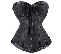 Jutrisujo Femme Dentelle Corset Broderie sûrre Taille Bustier Noeud Lingerie Grande Taille G-sûring Noir M