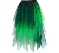 Jutrisujo Femme Jupe Buste en Maille 3 Couches Steampunk Renaissance Vintage Rétro Jupe Sexy Médiévale Taille Elastique Vert L