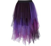 Jutrisujo Femme Jupe Buste en Maille 3 Couches Steampunk Renaissance Vintage Rétro Jupe Sexy Médiévale Taille Elastique Violette 3XL