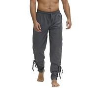 Jutrisujo Homme Pantalon de la Renaissance médiévale à Taille élastiquée pour Pirate Costume Viking Gris S
