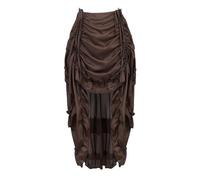 Jutrisujo Jupe Femme Mi Longue Gothique Asymetrique Steampunk Renaissance Vintage Rétro Jupe Plissee Sexy Médiévale Taille Elastique Brun 2XL