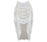 Jutrisujo Jupe Femme Mi Longue Gothique Asymetrique Steampunk Renaissance Vintage Rétro Jupe Plissee Sexy Médiévale Taille Elastique Blanc L