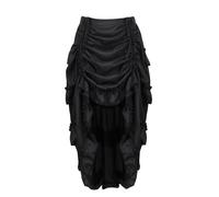 Jutrisujo Jupe Femme Mi Longue Gothique Asymetrique Steampunk Renaissance Vintage Rétro Jupe Plissee Sexy Médiévale Taille Elastique Noir M