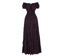 Jutrisujo Médiévale Renaissance Robes Maxi Parti Costume Vintage Déguisements Halloween Gothique Femmes Cosplay Déguisement Carnaval Victorien Violet 2XL