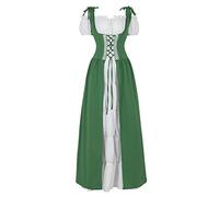 Jutrisujo Médiévale Renaissance Robes Maxi Parti Costume Vintage Déguisements Halloween Gothique Femmes Cosplay Déguisement Carnaval Victorien Vert L