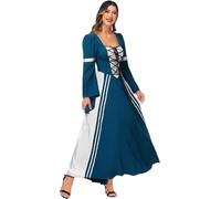 Jutrisujo Médiévale Robe Femme Renaissance Parti Viking Costume Vintage Déguisements Halloween Gothique Manches Trompette Cosplay Carnaval Victorien Molv XL