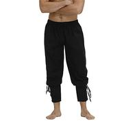 Jutrisujo Pantalon Pirate Homme Deguisement Renaissance Médiévaux Pantalons et Vikings avec des CÉtés Pantalon Costume Noir S