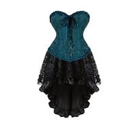 Jutrisujo Robe Corset Femme Bustier Jupe Sexy Dentelle Floral Guêpière Lingerie Grande Taille Burlesque Halloween Vert M