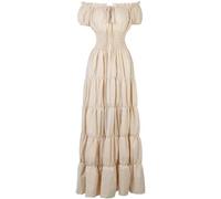 Jutrisujo Robe Demoiselle Dhonneur Femme Médiévale Renaissance Parti Costume Vintage Déguisements Halloween Gothique Abricot XL