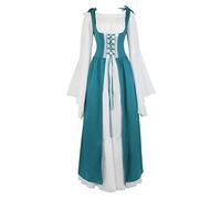 Jutrisujo Robes Médiévale Renaissance Parti Costume Vintage Déguisements Halloween Gothique Femmes Cosplay Bleu L