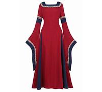 Jutrisujo Robes Médiévale Renaissance Parti Costume Vintage Déguisements Halloween Gothique Femmes Cosplay Bleu Rouge S