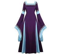 Jutrisujo Robes Médiévale Renaissance Parti Costume Vintage Déguisements Halloween Gothique Femmes Cosplay Violet M