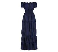 Jutrisujo Robes Médiévale Renaissance Parti Costume Vintage Déguisements Halloween Gothique Femmes été Manche Courte Cosplay Bleu 2XL