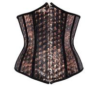 Jutrisujo underbust corset cuir femme bustier steampunk skull pirate lingerie sexy gothique grande taille top marron 3XL