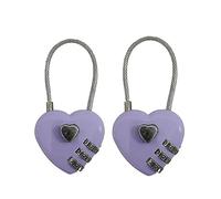 JUTSTJUKO Lot de 2 cadenas à combinaison à code pour couple, mini cadenas portable durable en forme de cœur pour sac à dos, bagages, sac à dos, boîte à bijoux (violet)