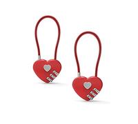 JUTSTJUKO Lot de 2 cadenas à combinaison à code pour couple, mini cadenas portable et durable en forme de cœur pour sac à dos, bagages, sac à dos, boîte à bijoux (rouge)