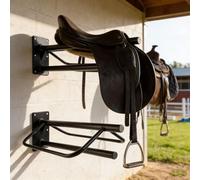 JUTSTJUKO Lot de 2 supports de selle avec barre de protection, support de selle mural robuste pour selle occidentale anglaise, couverture de chevaux