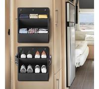 JUTTAUTO Lot de 2 étagères de rangement à chaussures de camping-car avec grandes poches profondes - Support mural à chaussures pour camping-car T4 T5 - Solution d'organisation d'accessoires de camping