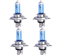 JUTTAUTO Lot de 4 ampoules halogènes pour phare H4 100 W 6000 K blanches 12 V Xénon Lumière super lumineuse à faisceau bas pour voiture Accessoires pour véhicule