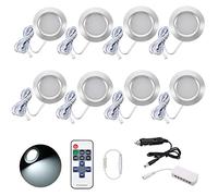JUTTAUTO Lot de 8 spots d'intérieur LED 12 V avec télécommande pour toit, camping-car, caravane, bateau, yacht