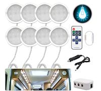 JUTTAUTO Lot de 8 spots LED intérieurs 12V 3W encastrés pour T4 T5 camping-car, camion, caravane, autocar, bateau (8 lumières)