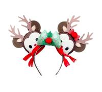 JUTTIRA Serre-tête de cerf de Noël avec oreilles de faon - Coiffe en corne d'élan - Rouge, vert et blanc - En forme de bois de cerf - Serre-tête d'élan - Serre-tête de biche