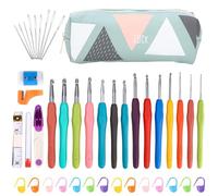 jutyum Lot de 37 aiguilles à tricoter - 8 tailles - 2 à 8 mm - Avec sac de rangement - Kit de crochet ergonomique pour débutants
