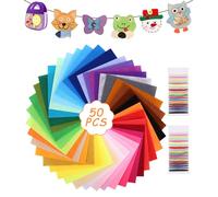 jutyum Lot de 50 feuilles de feutre colorées - 20 x 30 cm - Feutre de bricolage - Feutre en polyester - Pour travaux manuels, travaux manuels, couture, décoration manuelle