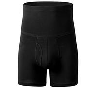 JUUCWOUT Boxer taille haute respirant pour homme - gainant le ventre - taille haute - amincissant - anti-curling - sous-vêtement sans couture - Noir - 7X-Large