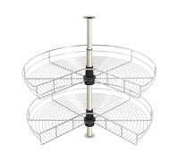 juunyeer Karrousel - Armoire d'angle - Fond rotatif à 270° - 2 étages - Ferrure rotative - Largeur : 71 cm - Carrousel pour casseroles, épices - Argenté