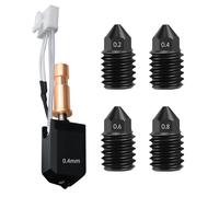 JUUPINE Kit Cobra S1 pour imprimante 3D - Kit combiné Cobra S1 - Avec 4 buses en acier trempé (0,2/0,4/0,6/0,8) et 2 chaussettes en silicone
