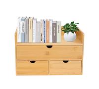 JUUTALK Organisateur de bureau en bambou avec 3 tiroirs, boîte de rangement pour table, boîte de rangement (sur 2 à partir de 1 nul)