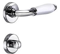 JUVA Garniture à béquilles chrome - porcelaine blanche Ferrure de porte | MARINA 108 | 1 pièce Poignée de porte de chambre | Béquille de porte antique vintage Portes intérieures | Poignée de porte W