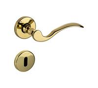 JUVA Poignee de Porte | Cuillère | épaisseur de porte 35-47 mm | 1 Kit Poignée | Laiton Antique Poli | Porte de chambre Garniture de rosace Vintage Ferrure de porte | BB - Bouton Coloré