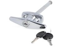 JUVA Poignée de porte de garage - Poignée en croix pour porte de garage - Poignée en T - Poignée rotative avec serrure verrouillable - Tige carrée de 8 mm - Métal chromé poli - Poignée de porte de