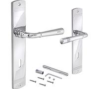 JUVA Poignee de Porte | Modèle LADY 151 | 1 Pièce Poignée - avec vis | Chromé Poli | Poignée de porte antique Ferrure de porte en laiton poli sur plaque longue | BB - Bouton de porte