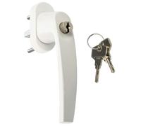 JUVA Poignées de fenêtre verrouillables blanches | 1 pièce | Sécurité enfant pour fenêtre | Olive de ventilation pivotante avec serrure et cylindre de verrouillage | Protection contre les effractions