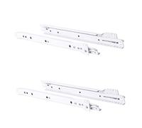 JUVA Rail Coulissant de Tiroir - Glissière en Acier RAL 9003 - Roulement pour Meuble de Cuisine, Bureau,Table d'Ordinateur - Extension Télescopique à Bille Plastique -600mm - Blanc - 2 Paires