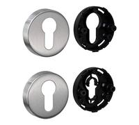 JUVA Rosace de cylindre en acier inoxydable mat rond | 1 paire - Rosace de porte Couverture pour portes de chambres | PZ-cylindre porte intérieure avec accessoires | H8250