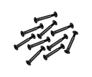 JUVA Vis d'Assemblage/Raccordement pour Meubles | Rivets en Acier Noir Mat M4 avec Douille pour Lit, Meuble, Armoire en bois| Outils de Fixation et Reliure | Fente PZ2 32 à 42 mm - 20 Pièces