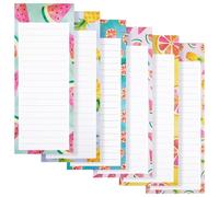 Juvale Best Paper Greetings Lot de 6 blocs-notes magnétiques pour listes de tâches, listes d'épicerie, prise de notes 6 motifs de fruits colorés 8,9 x 22,9 cm, 60 feuilles par bloc.