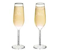 Juvale Ensemble de 2 Flûtes de Champagne de Mariage - Lot de Deux Verres à Champagne Gravés Mr et Mrs