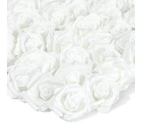 Juvale Lot de 100 Roses artificielles pour décoration de Mariage et Centre de Table, 7,6 cm de diamètre, Blanc